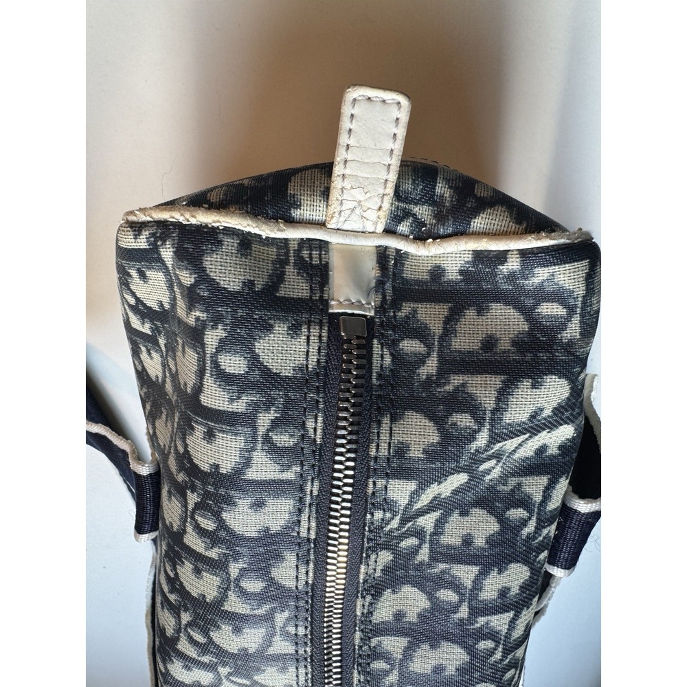 Christian Dior Trotter Bag Monogram Blue Canvas Leather Handbag - Picture 9 of 16